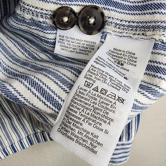 NEW J. Crew Cargo Button Up Shirt Blue White Stripe - Picture 12 of 13